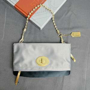 RARE COACH Vintage Amanda Satin Fold-Over Flap Clutch Shoulder Bag Handbag Purse
